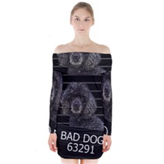 Bad Dog Long Sleeve Off Shoulder Dress by Valentinaart