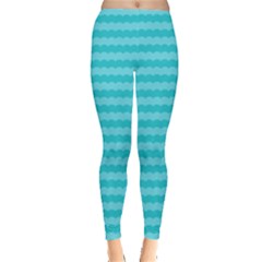 Abstract Blue Waves Pattern Leggings  by TastefulDesigns