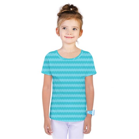 Abstract Blue Waves Pattern Kids  One Piece Tee by TastefulDesigns