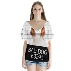 Bad Dog Flutter Sleeve Top by Valentinaart