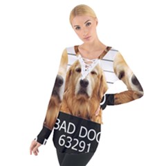 Bad Dog Women s Tie Up Tee by Valentinaart