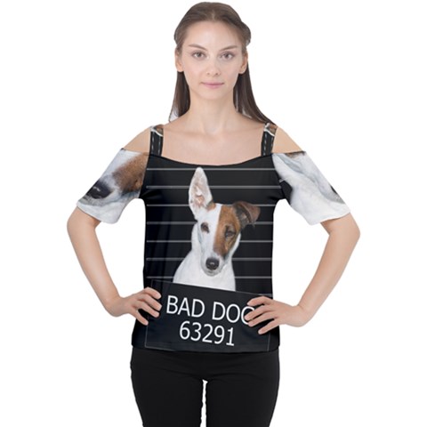 Bad Dog Women s Cutout Shoulder Tee by Valentinaart