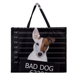 Bad Dog Zipper Large Tote Bag by Valentinaart