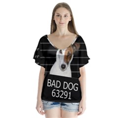 Bad Dog Flutter Sleeve Top by Valentinaart