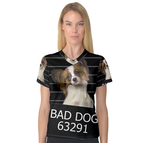 Bad Dog Women s V-neck Sport Mesh Tee by Valentinaart