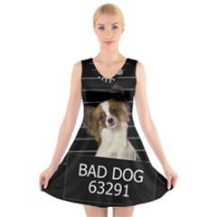 Bad Dog V-neck Sleeveless Skater Dress by Valentinaart