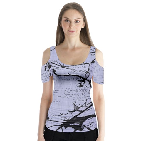 Grebe Spotting Ink Butterfly Sleeve Cutout Tee  by DeneWestUK