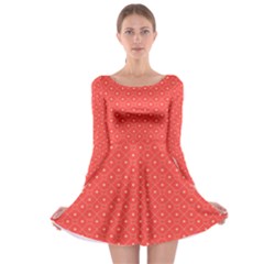 Decorative Retro Hearts Pattern  Long Sleeve Skater Dress by TastefulDesigns