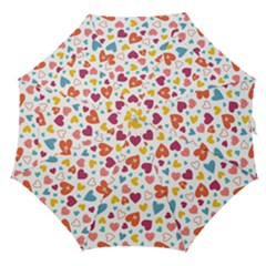 Colorful Bright Hearts Pattern Straight Umbrellas by TastefulDesigns