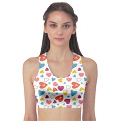 Colorful Bright Hearts Pattern Sports Bra by TastefulDesigns