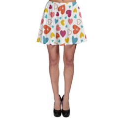 Colorful Bright Hearts Pattern Skater Skirt by TastefulDesigns