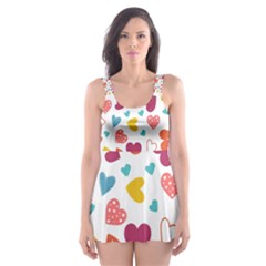 Colorful Bright Hearts Pattern Skater Dress Swimsuit by TastefulDesigns