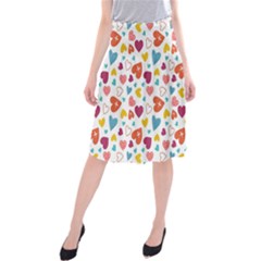 Colorful Bright Hearts Pattern Midi Beach Skirt by TastefulDesigns