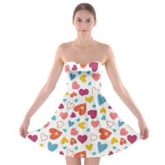 Colorful Bright Hearts Pattern Strapless Bra Top Dress by TastefulDesigns