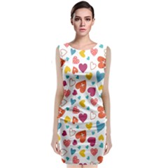 Colorful Bright Hearts Pattern Classic Sleeveless Midi Dress by TastefulDesigns