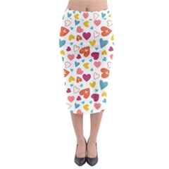 Colorful Bright Hearts Pattern Midi Pencil Skirt by TastefulDesigns