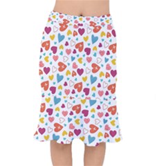 Colorful Bright Hearts Pattern Mermaid Skirt by TastefulDesigns