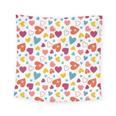 Colorful Bright Hearts Pattern Square Tapestry (small) by TastefulDesigns