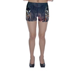 Awesome Wolf In The Night Skinny Shorts by FantasyWorld7