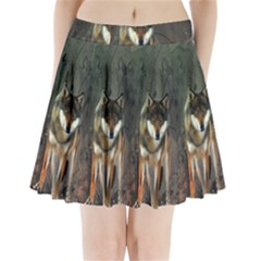 Awesome Wolf In The Night Pleated Mini Skirt by FantasyWorld7