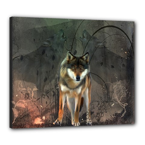 Awesome Wolf In The Night Canvas 24  X 20  by FantasyWorld7