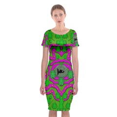 Vegetarian Art With Pasta And Fish Classic Short Sleeve Midi Dress by pepitasart