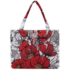 Red Flowers Pattern Mini Tote Bag by TastefulDesigns