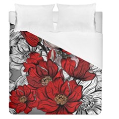 Red Flowers Pattern Duvet Cover (queen Size) by TastefulDesigns