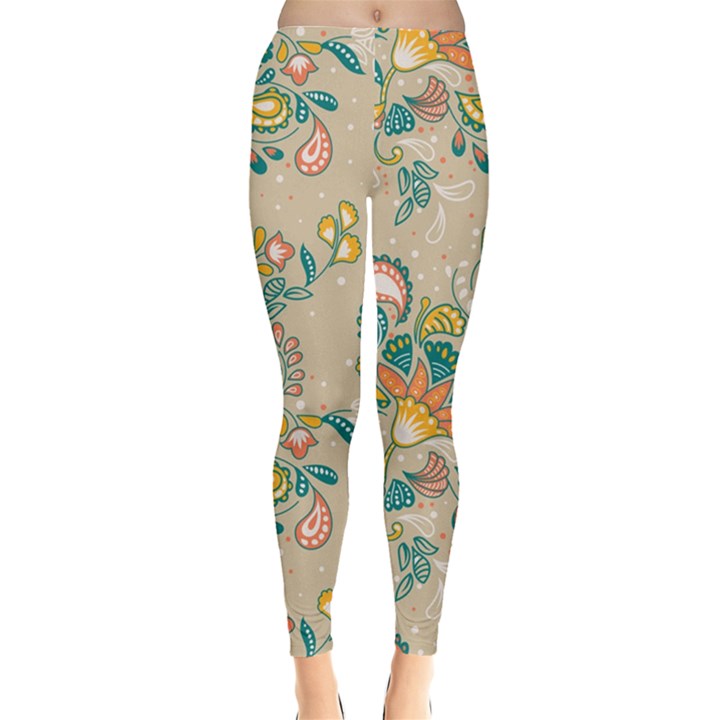 Hand drawn batik floral pattern Leggings 