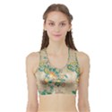 Hand drawn batik floral pattern Sports Bra with Border View1