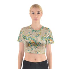 Hand Drawn Batik Floral Pattern Cotton Crop Top by TastefulDesigns