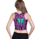 Zebra Stripes Black Pink   Butterfly Turquoise Racer Back Crop Top View2