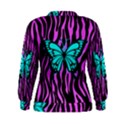 Zebra Stripes Black Pink   Butterfly Turquoise Women s Sweatshirt View2