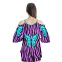 Zebra Stripes Black Pink   Butterfly Turquoise Flutter Tees View2