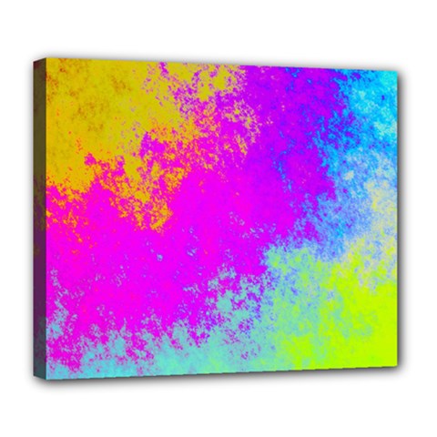 Grunge Radial Gradients Red Yellow Pink Cyan Green Deluxe Canvas 24  X 20   by EDDArt