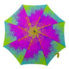 Grunge Radial Gradients Red Yellow Pink Cyan Green Hook Handle Umbrellas (medium) by EDDArt