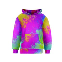 Grunge Radial Gradients Red Yellow Pink Cyan Green Kids  Pullover Hoodie by EDDArt