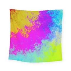 Grunge Radial Gradients Red Yellow Pink Cyan Green Square Tapestry (small) by EDDArt