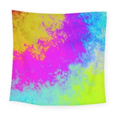 Grunge Radial Gradients Red Yellow Pink Cyan Green Square Tapestry (large) by EDDArt