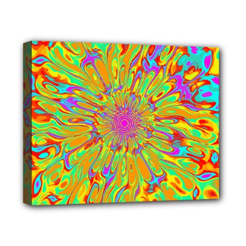 Magic Ripples Flower Power Mandala Neon Colored Canvas 10  X 8  by EDDArt