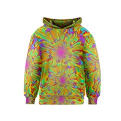 Magic Ripples Flower Power Mandala Neon Colored Kids  Pullover Hoodie by EDDArt