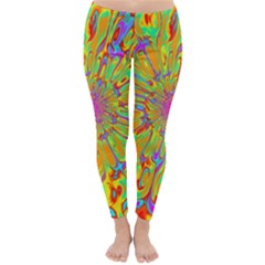 Magic Ripples Flower Power Mandala Neon Colored Classic Winter Leggings by EDDArt