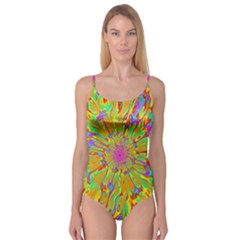 Magic Ripples Flower Power Mandala Neon Colored Camisole Leotard  by EDDArt