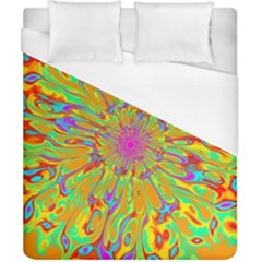 Magic Ripples Flower Power Mandala Neon Colored Duvet Cover (california King Size) by EDDArt