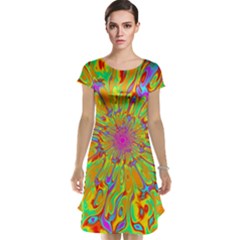 Magic Ripples Flower Power Mandala Neon Colored Cap Sleeve Nightdress by EDDArt