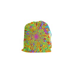 Magic Ripples Flower Power Mandala Neon Colored Drawstring Pouches (xs)  by EDDArt