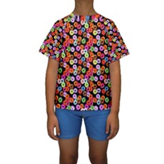 Colorful Yummy Donuts Pattern Kids  Short Sleeve Swimwear by EDDArt