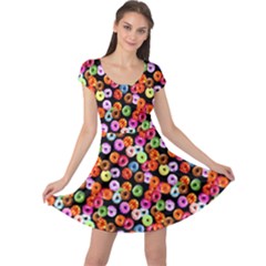 Colorful Yummy Donuts Pattern Cap Sleeve Dresses by EDDArt