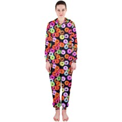 Colorful Yummy Donuts Pattern Hooded Jumpsuit (ladies)  by EDDArt