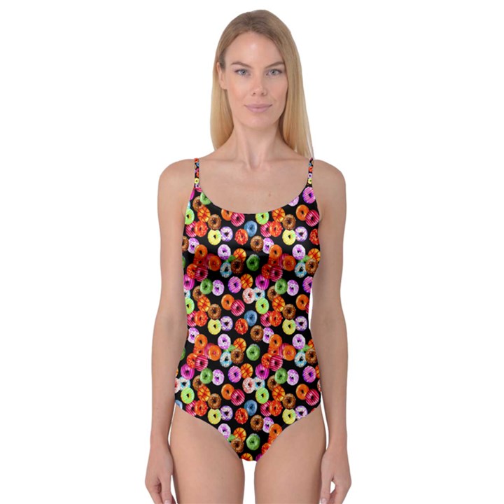 Colorful Yummy Donuts Pattern Camisole Leotard 